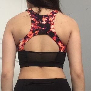 black floral sports bra